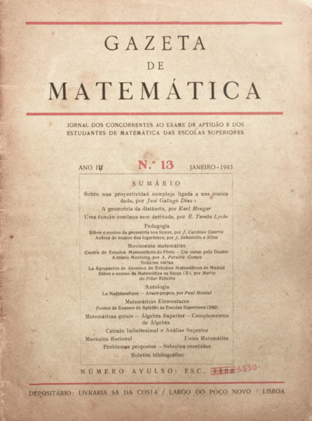 GAZETA DE MATEMÃ?TICA. [46 NÚMEROS]