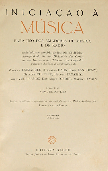 INICIAÇÃO À MÚSICA PARA USO DOS AMADORES DE MÚSICA E DE RÃ?DIO.