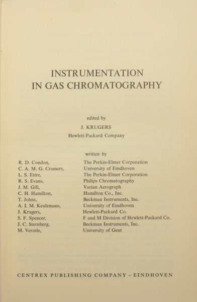 CONDON. (R. D.) et al. INSTRUMENTATION IN GAS CHROMATOGRAPHY.