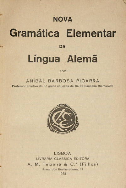 NOVA GRAMÃ?TICA ELEMENTAR DA LÃ?NGUA ALEMÃ.