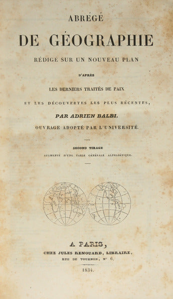 BALBI. (Adrien) ABRÉGÉ DE GÉOGRAPHIE.
