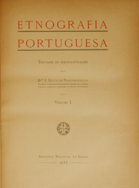 LEITE DE VASCONCELOS. (José) ETNOGRAFIA PORTUGUESA. [5 VOLS. ENC.]