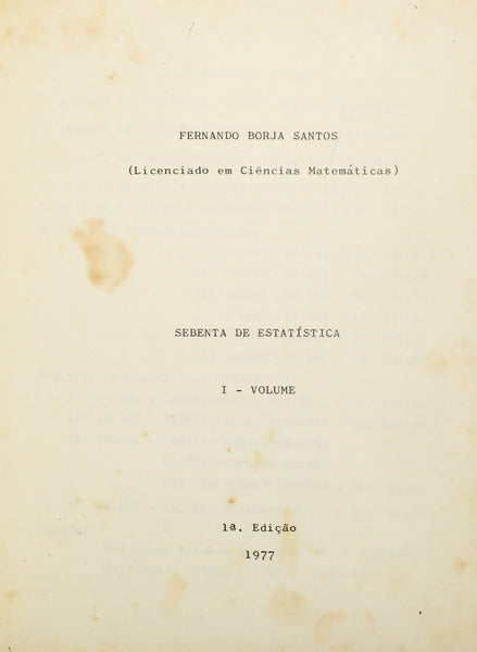 BORJA SANTOS. (Fernando) SEBENTA DE ESTATÍSTICA.