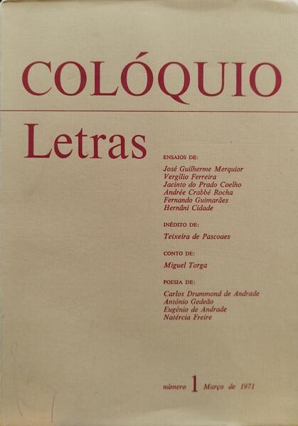 COLÓQUIO LETRAS, N.º 1-89, MARÇO-JANEIRO  1971-1986.