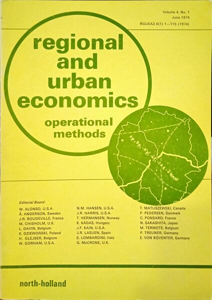 REGIONAL AND URBAN ECONOMICS, OPERACIONAL METHODS, VOLUME 4, 1974. [N.º 1 e 2]