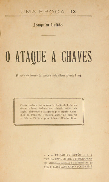 LEITÃO. (Joaquim) O ATAQUE A CHAVES.