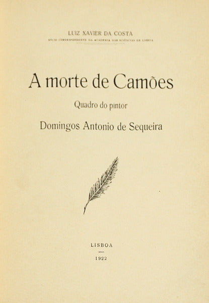 COSTA. (Luís Xavier da) A MORTE DE CAMÕES.