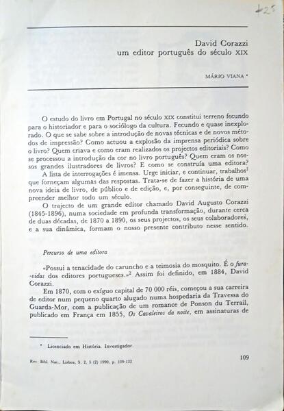 DAVID CORAZZI, UM EDITOR PORTUGUÊS DO SÉCULO XIX.