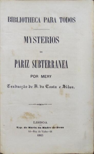 MERY. MYSTERIOS DE PARIZ SUBTERRANEA.
