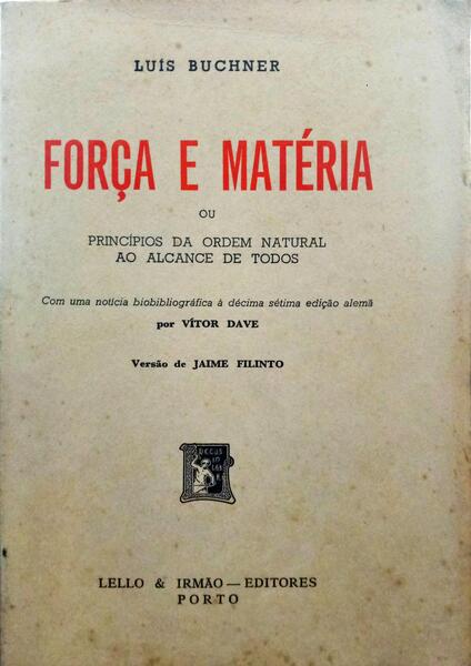 BUCHNER. (Luís) FORÇA E MATÉRIA.