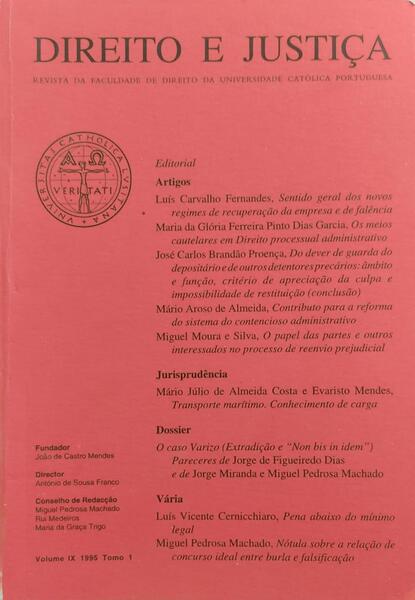 DIREITO E JUSTIÇA, VOLUME IX, TOMO I, 1995.