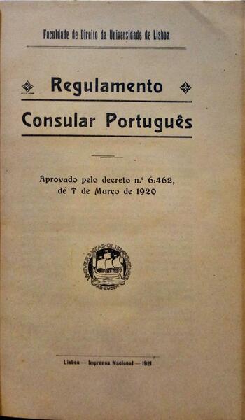 REGULAMENTO CONSULAR PORTUGUÊS.