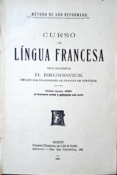 BRUNSWICK. (H.) CURSO DE LÍNGUA FRANCESA.