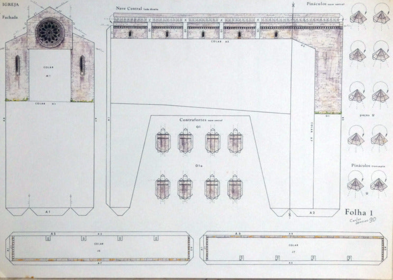 CONVENTO DO CARMO. MAQUETA DE ARMAR EM CARTÃO.