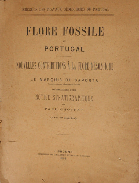 GASTON DE SAPORTA. (Louis Charles Joseph) FLORE FOSSILE DU PORTUGAL.