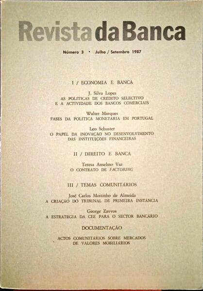 REVISTA DA BANCA, N.º 03, JULHO/SETEMBRO 1987.