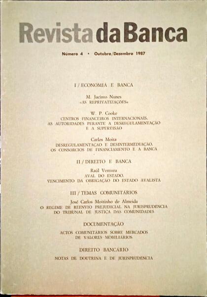 REVISTA DA BANCA, N.º 04, OUTUBRO/DEZEMBRO 1987.