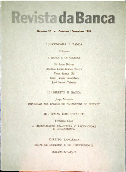 REVISTA DA BANCA, N.º 20, OUTUBRO/DEZEMBRO 1991.