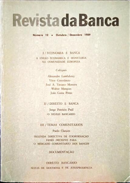 REVISTA DA BANCA, N.º 12, OUTUBRO/DEZEMBRO 1989.