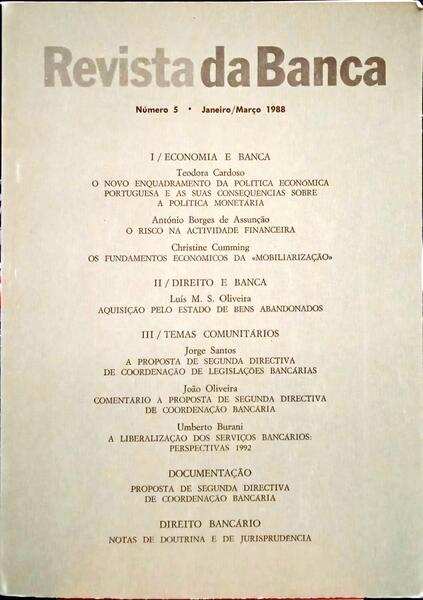REVISTA DA BANCA, N.º 05, JANEIRO/MARÇO 1988.