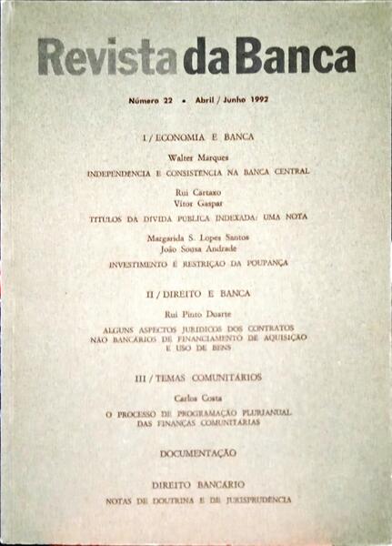 REVISTA DA BANCA, N.º 22, ABRIL/JUNHO 1992.