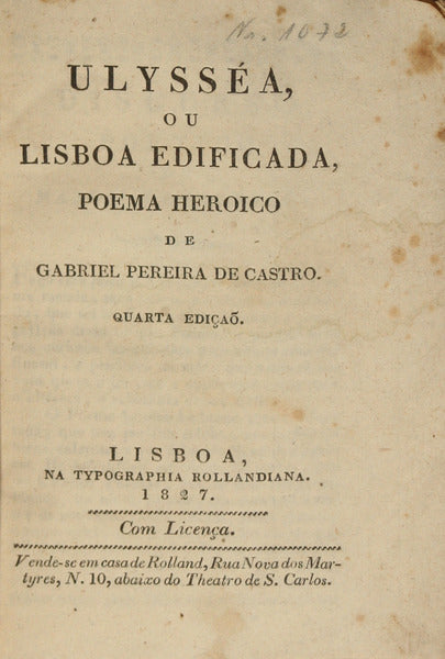 ULYSSÃ‰A, OU LISBOA EDIFICADA, [4.Âª EDIÃ‡ÃƒO]