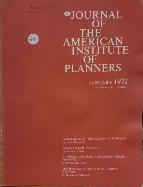 JOURNAL OF THE AMERICAN INSTITUTE OF PLANNERS, VOLUME XXXVIII, N.º 1-5, JANUARY-SEPTEMBER 1972.