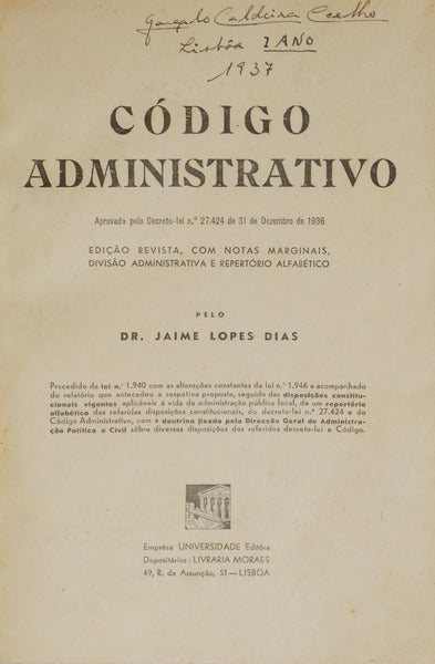 CÓDIGO ADMINISTRATIVO.