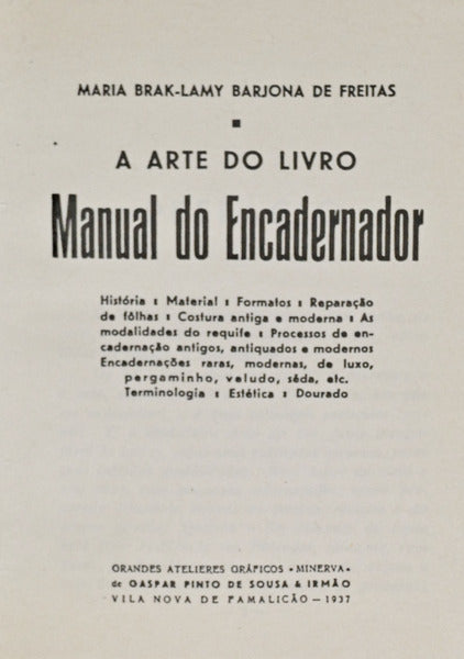 A ARTE DO LIVRO: MANUAL DO ENCADERNADOR. [FAC-SIMILE]
