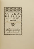 SÁ DE MIRANDA. (Francisco de) SATYRAS DE FRANCISCO DE SAA DE MIRANDA. [FAC-SÍMILE DA EDIÇÃO DE 1626]