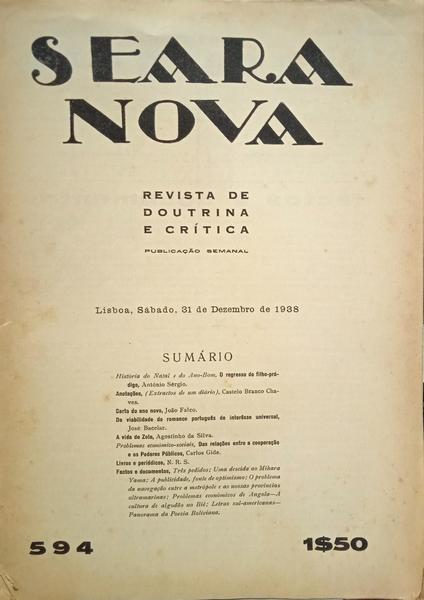 SEARA NOVA, ANO XVIII, N.Âº 594, DEZEMBRO 1938.