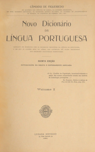 NOVO DICIONÃRIO DA LÃNGUA PORTUGUESA. [5.Âª EDIÃ‡ÃƒO, 2 VOLS.]