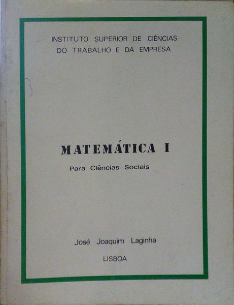 MATEMÁTICA PARA CIÊNCIAS SOCIAIS.