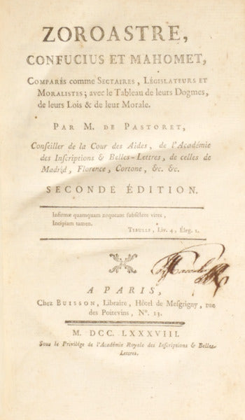 ZOROASTRE, CONFUCIUS ET MAHOMET,