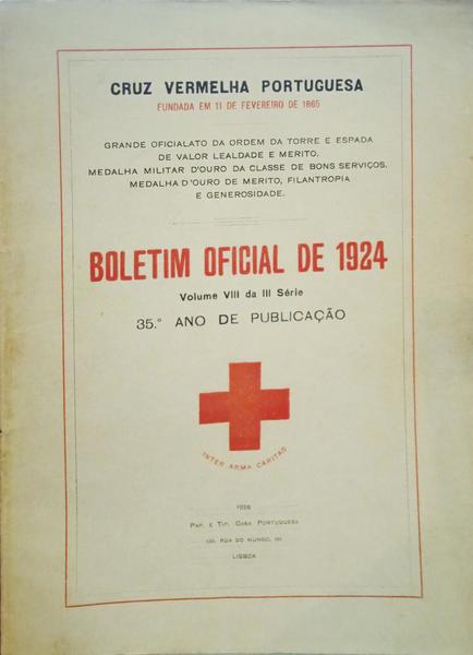 BOLETIM OFICIAL DA CRUZ VERMELHA PORTUGUESA DE 1924.