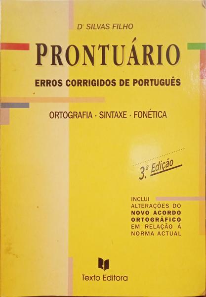 PRONTUÁRIO: ERROS CORRIGIDOS DE PORTUGUÊS.