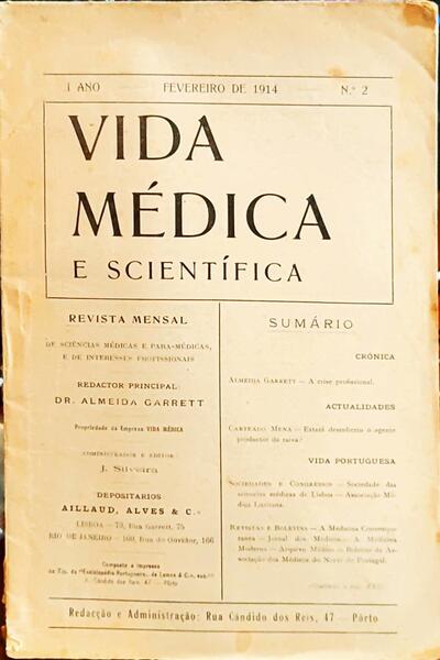 VIDA MÉDICA E SCIENTÍFICA, N.º 1, JANEIRO 1914 - N.º 2, FEVEREIRO 1914.
