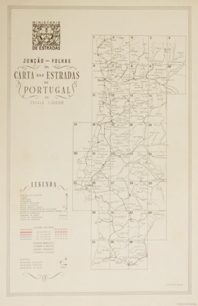 CARTA DAS ESTRADAS DE PORTUGAL NA ESCALA 1:200.000.