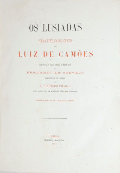 OS LUSIADAS, POEMA EPICO EM DEZ CANTOS. [IMPRENSA NACIONAL, 1878]
