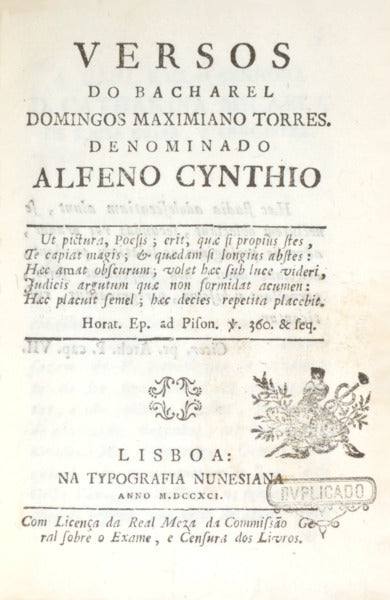 VERSOS DO BACHAREL DOMINGOS MAXIMIANO TORRES