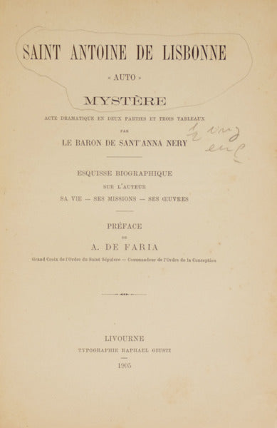 SAINT ANTOINE DE LISBONNE. AUTO. MYSTÈRE.