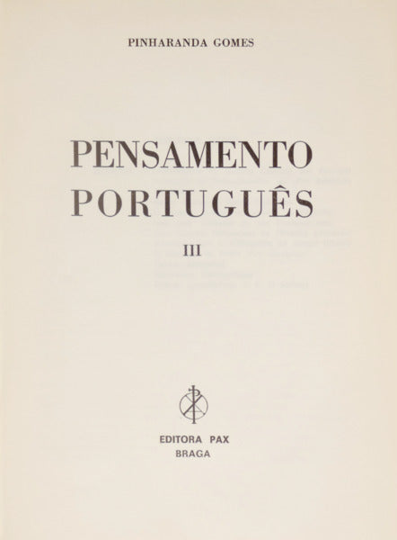 PINHARANDA GOMES. (Jesué) PENSAMENTO PORTUGUÊS III.