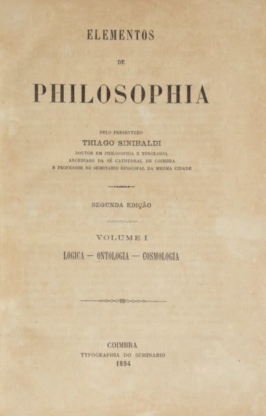 SINIBALDI. (Tiago) ELEMENTOS DE PHILOSOPHIA.