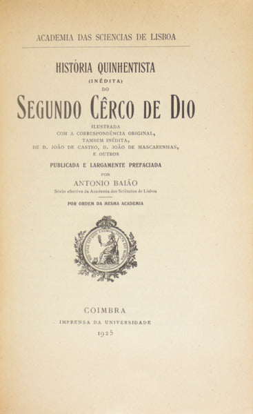 HISTÓRIA QUINHESTISTA (INÉDITA) DO SEGUNDO CÊRCO DE DIO.
