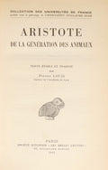 ARISTÓTELES. DE LA GÉNÉRATION DES ANIMAUX.