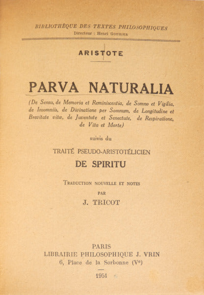 ARISTÓTELES. PARVA NATURALIA.
