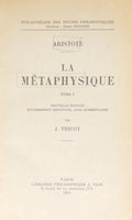 ARISTÓTELES. LA MÉTAPHYSIQUE, TOME 1.