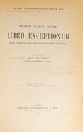 SAINT-VICTOR. (Richard de) LIBER EXCEPTIONUM.