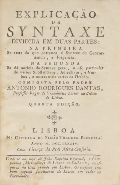 RODRIGUES DANTAS. (António) EXPLICAÇÃO DA SYNTAXE