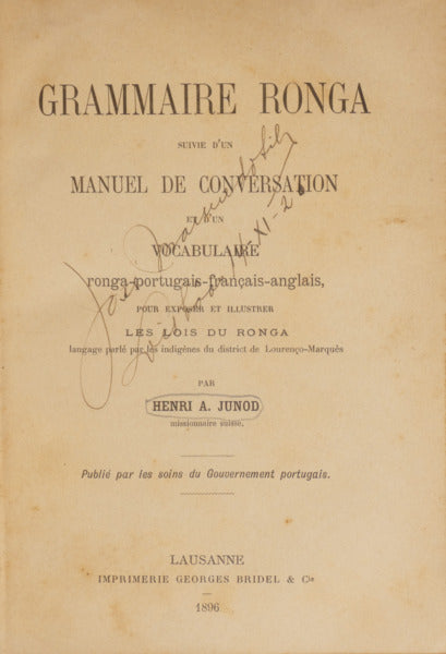 GRAMMAIRE RONGA SUIVIE D'UN MANUEL DE CONVERSATION.